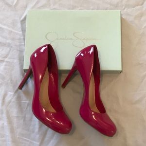 Jessica Simpson 4” hot pink patent leather pumps